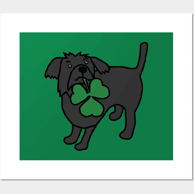 St Patricks Day Dog with Shamrock Wall Art by ellenhenryart